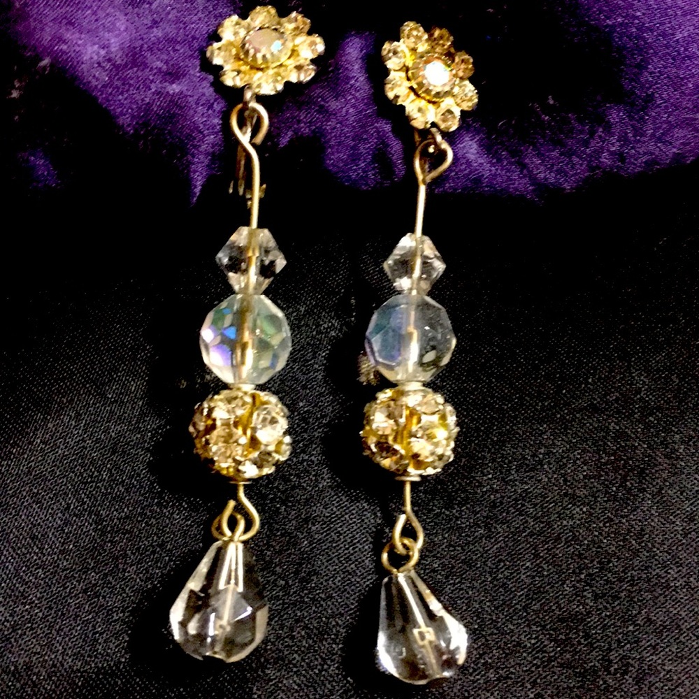 Vintage Crystal and Rhinestone Drop Earrings
